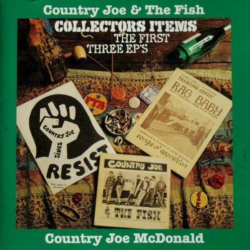 Allmusic album Review : Prior to signing with Vanguard Records in 1967, Country Joe McDonald and his group, the Fish, had already recorded two low-budget EPs as "talking versions" of McDonalds self-realized magazine Rag Baby -- a Bay Area adaptation of the folk magazine Broadside. Collectors Items: The First Three EPs is a single CD that compiles the highly collectable 7" records that allowed Country Joe & the Fish national attention via the underground "head shops" that stocked Rag Baby. Performing on the first of these extended-play singles was a primordial version of Country Joe & the Fish. McDonald (vocals/guitar) and his close musical associate, Barry Melton (vocals/guitars), are augmented by Carl Shrager (washboard), Bill Steel (bass), and Mike Beardslee (vocals/guitar). Their decidedly jug band instrumentation and delivery is a clear indicator of the folky roots that were strikingly similar to that of other burgeoning bands in the Bay Area, such as Mother McCrees Uptown Jug Champions, who would soon morph into the Grateful Dead. The A-side of the disc included two Country Joe & the Fish tunes: "I Feel Like Im Fixin to Die Rag" and "Superbird." In addition to the released version of "I Feel Like Im Fixin to Die Rag," which is listed here as take one and includes some fairly disconcerting machine-gun and mortar sound effects, are alternates that contain the infamous "F-U-C-K" Woodstock chant -- listed as take two -- as well as the more familiar version that would be included as the title track of their Vanguard debut. On the B-side of this first extended-play 7" single was a folksinger/songwriter named Peter Krug whose contributions to the disc were equally as apocalyptic as Country Joe & the Fish in content. Krugs compositions include "Fire in the City," which was also covered by jazz vocalist Jon Hendricks and a then-virtually unknown backup band who had just changed their name from the Warlocks to the Grateful Dead, as well as the more conventional "Johnnys Gone to War." In contrast to the band featured on the Country Joe & the Fish sides, Krugs tracks are much more traditionally arranged and feature a simple acoustic guitar accompaniment. The second EP debuts the electric incarnation of the band and solidified the existence of Rag Baby magazine as well as Country Joe & the Fish the amplified psychedelic rock band. Side A is composed of "(Thing Called) Love" and "Bass Strings," two relatively short performances at under four minutes apiece. Allowing themselves the freedom to stretch out in a style and delivery more akin to their public performances, "Section 43" clocks in at nearly seven minutes. It would be another two years before the Beatles would release a longer single with "Hey Jude." All three of these tunes would be reworked on their second long-player, Electric Music for the Mind and Body. The final EP was cut by McDonald and a band credited as "Groonta." It is mix of acoustic ("Kiss My Ass"/"Tricky Dicky") and electric ("Free Some Day") tunes and was recorded for the express purpose of being sold for a dollar and 50 cents at the infamous Free the Army political and musical review that included such notables as Jane Fonda and Donald Sutherland. The show toured underground coffee houses in 1971 and McDonald cut this disc in support of and for sale at these performances.