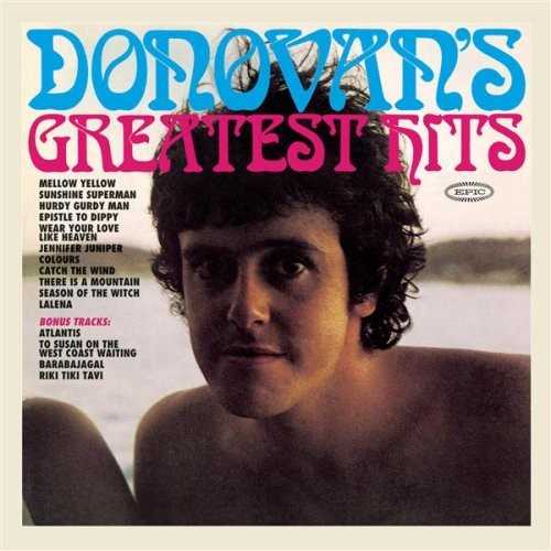Allmusic album Review : Epics Greatest Hits may not be a perfect collection -- for instance, it contains re-recordings of his earliest folk songs, "Catch the Wind" and "Colours," not the originals -- but for many casual fans, that may not matter since the remaining nine songs offer an excellent summary of his hit singles. And, as these songs prove, Donovan and producer Mickie Most could craft irresistible folk-rock and psychedelic pop singles. Some of the sounds and sentiments may sound a little dated, but the productions and the songs -- "Sunshine Superman," "Jennifer Juniper," "Wear Your Love Like Heaven," "Season of the Witch," "Mellow Yellow," "Hurdy Gurdy Man," "Epistle to Dippy," "There Is a Mountain," "Lalena" -- have proven to be classics of the era, and this is the best place to get them all on one collection.