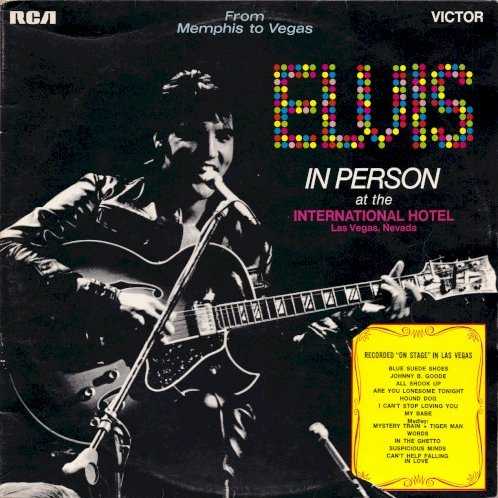 Allmusic album Review : One-half of the imponderably titled From Memphis to Vegas/From Vegas to Memphis (later issued as a separate album, Elvis in Person at the International Hotel, Las Vegas, Nevada), captures Elvis from the summer of 1969, while the exhilaration of conquest was still evident. Its a nice compromise between mere entertainment and the revelatory: The first few songs are old hits to pull you in; the second side opens with a roaring medley of "Mystery Train" and Rufus Thomass "Tiger Man" and leads to a staggering seven-minute "Suspicious Minds." The studio album, ten tracks from the previous Memphis sessions, are a letdown and, even at the time of release, the two-fer concept seemed ill conceived. Had the best of the rest of the Memphis material been collected on a single album and titled "Suspicious Minds," its possible this album could have leapt to number one and outsold the first.