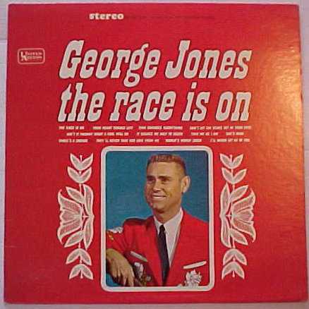 Allmusic album Review : The title track to The Race Is On is one of George Jones biggest hits. With its galloping beat and clever, funny lyrics, the single gives the impression that the rest of the record is a return to Jones honky tonk roots. Although there are several up-tempo numbers, The Race Is On is dominated by ballads, like the majority of his UA albums. But The Race Is On boasts a stronger, more varied set of songs than most of his 60s albums, ranging from ballads like "Theyll Never Take Her Love From Me" and the Western swing of "Time Changes Everything" and the skittering honky tonk of "Dont Let the Stars Get in Your Eyes." There are a couple of weak moments -- ironically, one is "Shes Mine," which was co-written by George -- but the album remains one of his strongest from the mid-60s. ["It Scares Me Half to Death" and "Take Me as I Am (Or Let Me Go)" also appear on Sings Like the Dickens! and "Time Changes Everything" appears on Sings Bob Wills.]