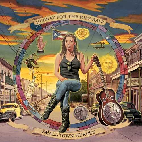 Allmusic album Review : On the title cut of Small Town Heroes, Alynda Lee Segarra, the mastermind (and sometimes sole member) behind ramshackle New Orleans-based folk ensemble Hurray for the Riff Raff, wrestles with the fallout of a relationship gone sour over a single finger-picked guitar paired with the slow, distant freight train hum of a Hammond B-3, and reaches a simple, well-weathered conclusion; "I tempted fate, and I acted smart/I grew some callous on my heart". Segarras take on the Big Easy, and dusty, boxcar Americana in general, is hardly groundbreaking, but her sonorous and soulful voice, and her ability to weave a real sense of place and emotional authenticity into well-worn folk motifs make for a compelling listen, especially when she peppers the familiar with a pinch or two of subversion. Both "Crash on the Highway" and "The Body Electric" are built upon a foundation of tumbleweed-strewn, dust bowl fatalism, but the former turns tragedy into amusing tour diary fodder ("We cant make it to our gig on time"), and the latter offers a up a smart, feminist take on the traditional murder ballad ("Like an old sad song, you heard it all before/Deliahs gone but Im settling the score"). Throughout it all Segarra struts her stuff without the slightest bit of arrogance (most of the arrangements are spare, but never willfully so), offering up a confident, yet ultimately amiable set of millennial-informed, urban crafted, Woody Guthrie-inspired, contemporary hobo-folk anthems that play fast and loose with genre tropes without losing the essence that makes them universal.