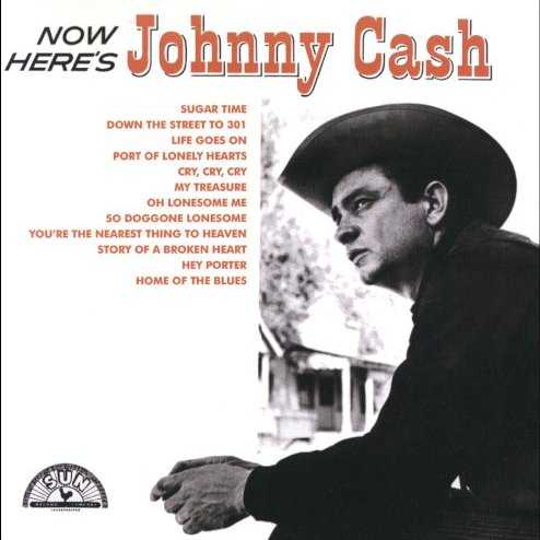 Allmusic album Review : Johnny Cash left Sun Records in 1958 to sign with Columbia, and three years later he was a bigger star than ever and well on his way to becoming one of the living legends of country music. Sun, naturally, wanted to take advantage of Cashs growing popularity, and 1961s Now Heres Johnny Cash was a "new" album from their former star tacked together from single sides, unreleased tunes and demos gussied up with overdubs for their release on LP. Now Heres Johnny Cash is a rather curious hodgepodge, but its also a satisfying listen and features a handful of top-shelf tunes. "Cry! Cry! Cry!," "Hey Porter" and "Home of the Blues" had all been hits for Cash, and with good reason, while two of his early compositions, "Port of Lonely Hearts" and "My Treasure," made their first public appearances on this album. While "Sugartime" and "Down the Street to 301" are just too sentimental to sound comfortable coming from Cash, he handles them with graceful aplomb, and his take on Don Gibsons "Oh Lonesome Me" is one of the better renditions of the old chestnut. Much of the rest of the album feels more like filler than anything else, but every song features the voice of Johnny Cash, always an impressive thing to witness, and while there are many better collections of his recordings for Sun, on its own terms its not a bad way to pass 25 minutes. now_heres_johnny_cash