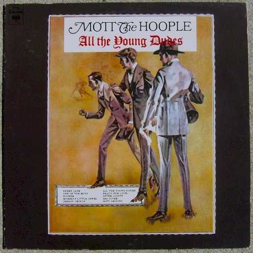 Allmusic album Review : Just at the moment Mott the Hoople were calling it a day, David Bowie swooped in and convinced them to stick around. Bowie spearheaded an image makeover, urging them to glam themselves up. He gave them a surefire hit with "All the Young Dudes," had them cover his idols "Sweet Jane," and produced All the Young Dudes, the album that was designed to make them stars. Lo and behold, it did, which is as much a testament to Bowies popularity as it is to his studio skill. Not to discount his assistance, since his production results in one of the most satisfying glam records and the title track is one of the all-time great rock songs, but the album wouldnt have worked if Mott hadnt already found its voice on Brain Capers. True, Dudes isnt nearly as wild as its predecessor, but the bands swagger is unmistakable underneath the flair and Ian Hunter remains on a songwriting roll, with "Mommas Little Jewel," "Sucker," and "One of the Boys" standing among his best. Take a close look at the credits, though -- these were all co-written by his bandmates, and the other highlight, "Ready for Love/After Lights," is penned entirely by Mick Ralphs, who would later revive the first section with Bad Company. The entire band was on a roll here, turning out great performances and writing with vigor. They may not be as sexy as either Bowie or Bolan, but they make up for it with knowing humor, huge riffs, and terrific tunes, dressed up with style by Ziggy himself. No wonder its not just a great Mott record -- its one of the defining glam platters.