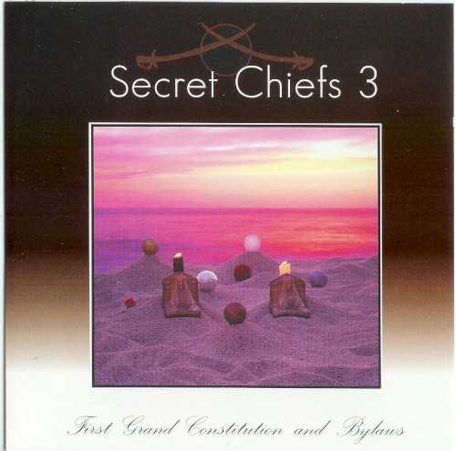 Allmusic album Review : Fans of Mr. Bungle, this album is for you -- Secret Chiefs 3 is essentially Mr. Bungles rhythm section (bassist Trevor Dunn & drummer Danny Heifetz), joined by fellow Mr. Bungle/brief Faith No More guitarist Trey Spruance. What makes Secret Chiefs 3 different from Mr. Bungle is that there is no lead vocalist present (Spruance and Dunn sing on a few of the tracks), and the trio somehow manages to concoct even more mysterious and demented compositions than Bungle. There is also a more prominent Middle Eastern flavor to the music, which Mr. Bungle has only lightly touched upon in the past. What the two groups have in common are abrupt, unbearable noise bursts, tape sound effects, and plenty of inside jokes. Just about every type of music rears its ugly head at some point on First Grand Constitution and Bylaws, and the band has pulled off the damn near impossible by condensing almost all of these musical forms into one single track, "Resurrection Day Soundtrack." Other highlights include the Devo-like closer "White As They Come," the foreign marching sounds of both "Assassins Blade" and "Zulkifar," and the classic 1960s sound of "Inn of Three Doors." Music for those weary of the mainstream. first_grand_constitution_and_bylaws