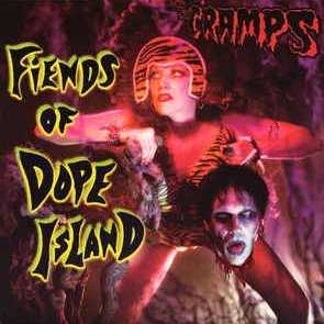 Allmusic album Review : Having decided long ago that messing with their one of a kind formula was a fruitless waste of time, the Cramps now seem happy to let albums such as 2003s Fiends of Dope Island perpetuate their unmistakable sound: authentic psychobilly riffs executed with garage punk panache, combined with fun-loving lyrics about bondage, drugs, Satanism, slasher flicks -- in sum, all things kitsch and trash culture. Even better, inexorable advancing age has apparently only served singer Lux Interiors desires, by helping him look like the gloriously decrepit B-movie monster that hes always wanted to be on the records striking cover. Once inside, the Cramps latest amusement park house of horrors of an album confirms that Interior is again up to his patented vocal tricks -- be it howling possessed on "Papa Satan Sang Louie," growling lasciviously on the (Seattle) Wailers "Hang Up," exaggeratedly crooning like the King himself over Jerry Reeds "Oowee Baby," or convulsively "bow-bow-bowing" his way through "Elvis Fucking Christ!" As for his life partner in crime, Poison Ivy, her crunchy grooves shimmy their way across tracks like "Big Black Witchcraft Rock" and "Dopefiend Boogie"; her primal riffs pay tribute to Link Wray with the "Rumble" replica "Color Me Black"; and her stinging, fleet-fingered leads positively electrify anthems both swinging ("Fissure of Rolando") and ripping ("Wrong Way Ticket"), all the while conjuring mental images of her studiously disinterested expression under red bouffant and over high-heeled s**t-kicker boots, her cigarette dangling distractedly. Moving right along, the duo creates twisted surf music with both "Mojo Man from Mars" and "Taboo" (a cover of obscure songwriter Margarita Lecuona), and even makes sure to provide entertaining titles to weaker numbers like "Dr. Fucker M.D. (Musical Deviant)" and "Shes Got Balls." The rhythm section of Chopper Franklin (bass) and Harry Drumdini (errr, drums) handles its appointed task (providing those raunchy stripper rhythms) capably and unobtrusively so the two head ghouls can do their thang. In short, a solid outing -- unmistakable as anyone but the Cramps -- that should neither detract nor add to their established legacy. Their fans could probably ask for nothing more at this stage.