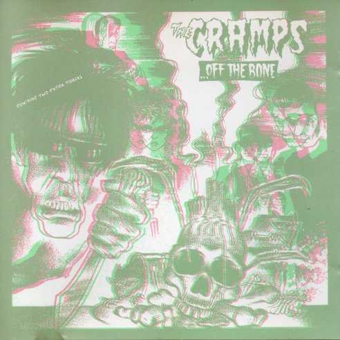 Allmusic album Review : This British compilation includes the entirety of the Cramps first release, the Gravest Hits EP, along with selections from Songs the Lord Taught Us, Psychedelic Jungle, Smell of Female, and a live version of "You Got Good Taste" (shortened here to "Good Taste"). It covers the years 1979-1983, a formative period in the bands long career. Ten of the tracks can also be found on the domestic compilation Bad Music for Bad People, which was released the following year. Although the bulk of the material consists of covers, you can hardly tell (barring an intimacy with any of the originals). Once the Cramps get hold of a song, they always make it their own -- even the more recognizable numbers like "Surfin Bird," "Lonesome Town," and "Fever." All benefit from Lux Interiors vocal prowess. Hes a proto-punk screamer like Screamin Jay Hawkins or the Sonics Gerry Roslie on the rockin numbers, but can caress a ballad like mid-period Elvis when the need arises. None of the songs sound as if they could possibly have been written anytime after the 60s. Alex Chilton produced the first ten tracks, the Cramps the remaining seven. [The cover art for ...Off the Bone has varied over the years; the 1987 Illegal edition is rendered -- appropriately enough -- in 3-D.]