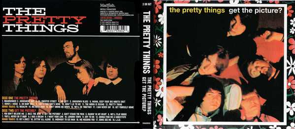 Allmusic album Review : One of the rawest and easily the most garage and punk of the British blues bands that fed the British Invasion pop era of the mid-60s, the Pretty Things, led by the Mick Jagger-like lead vocals of Phil May and the kinetic, stinging electric guitar lines of Dick Taylor, managed to find a gazillion different ways to work Bo Diddley rhythms into songs that tilted, jerked, and growled with attitude on their first two albums, The Pretty Things and Get the Picture?, both of which appeared in 1965. This set combines both of those albums and adds in a dozen bonus tracks cut for singles and EP releases at the same sessions, including the marvelous and manic “Midnight to Six Man” and the purposely messy and loose “L.S.D.,” which prefigured the psychedelic turn the band was about to take with 1967’s Emotions LP.