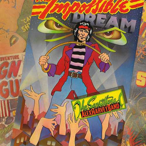 Allmusic album Review : Whoever thought that the surface obsession of glam rock never met the loopy idealism of the hippie movement -- at least in the musical realm -- has obviously never heard the appropriately titled The Impossible Dream. Recorded, again, appropriately, as the Age of Aquarius was in full transition to the age of the Spiders From Mars and, later, the me decade, The Impossible Dream manages to capture that cultural DMZ in an operatic blast of pub rock-based pomp without circumstance. Harvey is the bacchanalian ringleader, marshalling the Sensational Alex Harvey Bands considerable, flexible resources to the task at hand and providing a damn good listen in the process. Multi-part song cycles, three-minute rockers. and tomes such as "Long Hair Music" keep you, the unexpecting listener, on edge. This is one of those overlooked records, and Harvey was one of those artists, that could easily have reached less than an arms length and touched T. Rex, Queen, the New York Dolls, AC/DC, or Sweet, and, by extension, Mötley Crüe, Poison, and Guns n Roses. The Impossible Dream is a key album in the discography of one of rocks little-known grand schemers. It rocks out, is pretentious, bombastic, rollicking and grand, but its never boring.