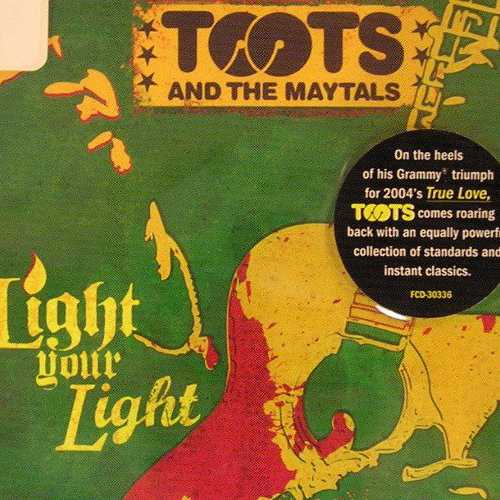 Allmusic album Review : There are, of course, no Maytals in Toots & the Maytals (the actual group broke up in 1981), and its all just Toots Hibbert these days, which is fine, really, since his gospel and Memphis soul-inflected vocals have made Toots one of the most explosive and exciting performers ever to come out of Jamaica. Light Your Light was produced by Toots in conjunction with with Zadig, but unlike 2004s duets album True Love (produced by Richard Feldman, who mixed this one), which diffused Toots powerful presence with a succession of rock star partners, this time out Toots is completely center stage (which is always a good thing). True, slide guitarist Derek Trucks is featured on the lead track, a reworking of Toots 1970s-era "Johnny Coolman," but he wisely works the tune instead of trying to steal it. Bonnie Raitt turns up on the second track, again a re-record, this time of the poignant "Premature," Toots cautionary tale about early pregnancy, and again Raitt lets the song lead things. Everything else is all Toots Hibbert, including a fine cover of Otis Reddings "Pain in My Heart," a bouncing "Celia" (featuring Toots son Hopeton on bass and legendary island drummer Leroy "Horsemouth" Wallace), a version of Ray Charles "I Got a Woman" (as "I Gotta Woman"), and the track that will probably get the most attention here, a tribute to the immortal Skatalites and to Studio One producer Coxsone Dodd called "Tribute to Coxson/Guns of Navarone" that features sax from Dean Fraser. In all, Light Your Light is a much better affair than the ill-advised True Love, with a clean, clear, and bright sound -- and then, of course, the vocal work of the remarkable Toots Hibbert, who just might be the most powerful singer Jamaica has ever produced. Light Your Light doesnt take things back to the glory days, but it doesnt embarrass, either, and shows that this remarkable performer still has plenty of gas in his tank and hopefully many more miles (and albums) to go.