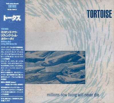 Allmusic album Review : Tortoises production expertise hit an early peak with Millions Now Living Will Never Die, a work that not only references studio-centric forms like dub and electronica, but actively welds them to the groups aesthetic of sturdily constructed indie rock. The centerpiece is the 21-minute opener "Djed," a multi-part track which brought Tortoises already impressive compositional abilities to a grand scale. Its almost a history of influences in miniature, first referencing tape music and dub for several minutes, then moving on to Krautrock with a chugging section incorporating wheezing organ and understated guitar chords. Halfway through, the band takes on minimalism with repeating figures of organ and vibes, then return to the green fields of their debut with a final few minutes of moody indie rock (though even this is spiced with a scratchy rhythm and various noise effects). With "Djed," Tortoise made experimental rock do double duty as evocative, beautiful music. The other songs on Millions Now Living are hardly afterthoughts, though; highlights "Glass Museum" and "The Taut and Tame" display the band quickly growing out of the angular indie rock ghetto with exquisite music, constructed with more thought and played with more emotion, than any of their peers.